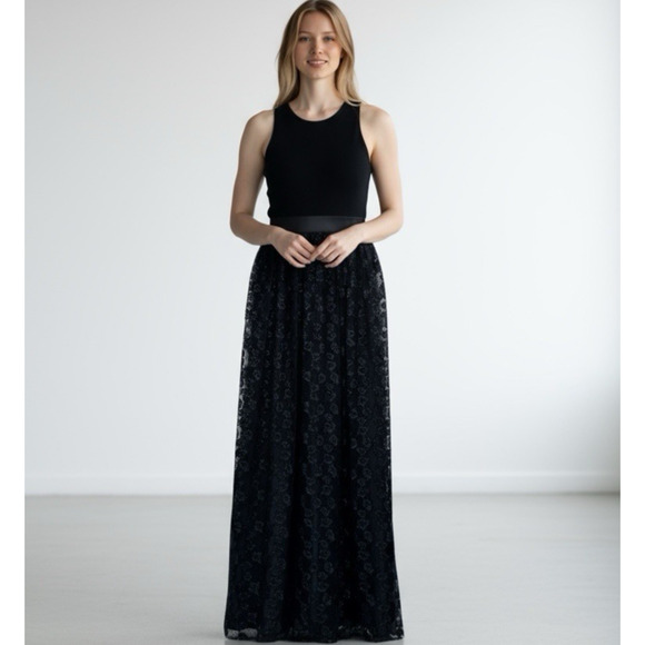 MILLY Cheetah Metallic Lace Overlay Evening Gown Size 6 Black Whimsygoth Witchy - Picture 1 of 16